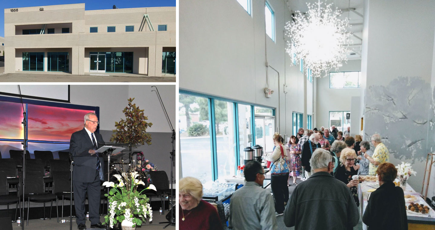 Collage of photos of Ventura Jubilee Church and Pastor DeWitt