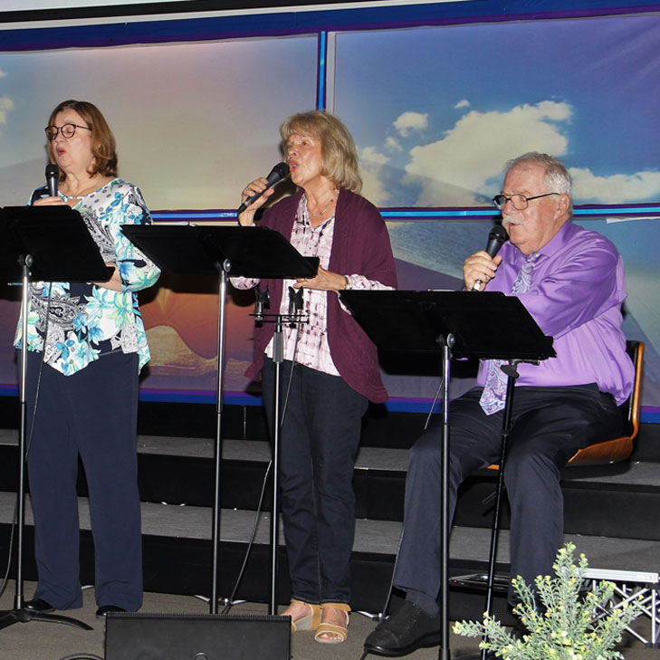 Worship Team leading singing of hymns